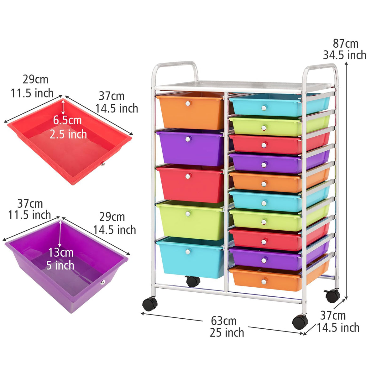 15 Drawer Rolling Storage Cart K337