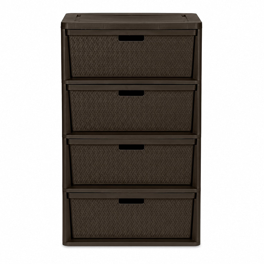 Brown 4 Drawer Plastic Storage Tower T26663