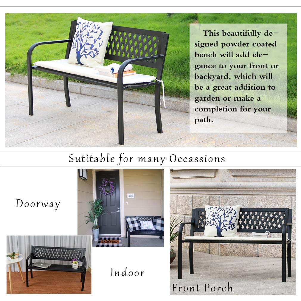 Black Metal Outdoor Bench with Armrests E253029