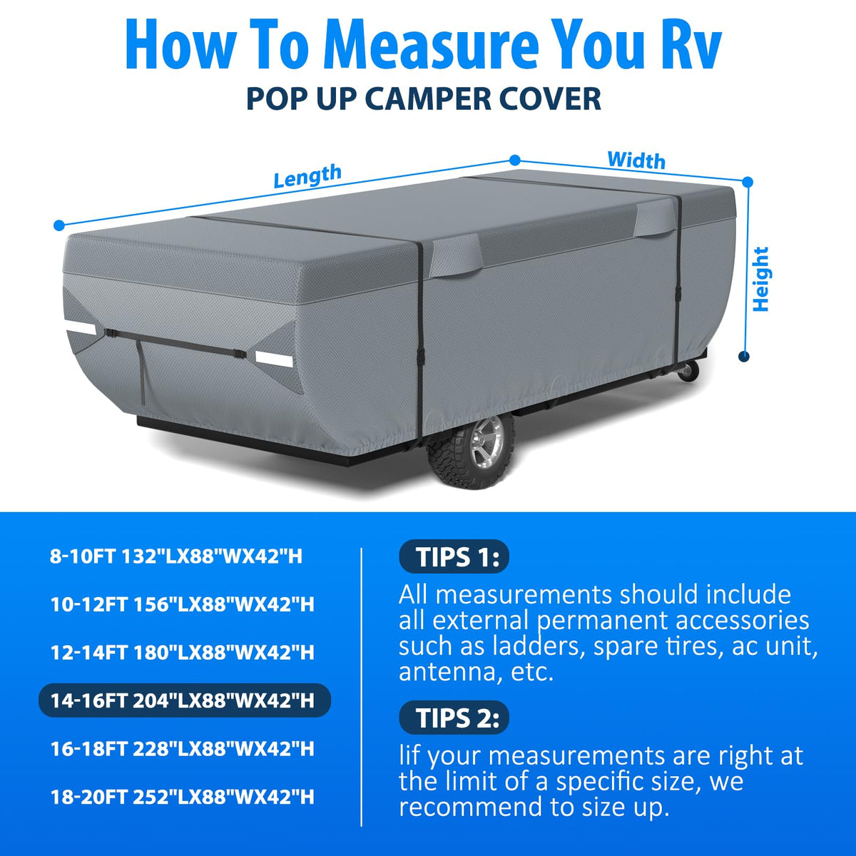 9 Layers 14-16ft Tent Trailer Cover V373