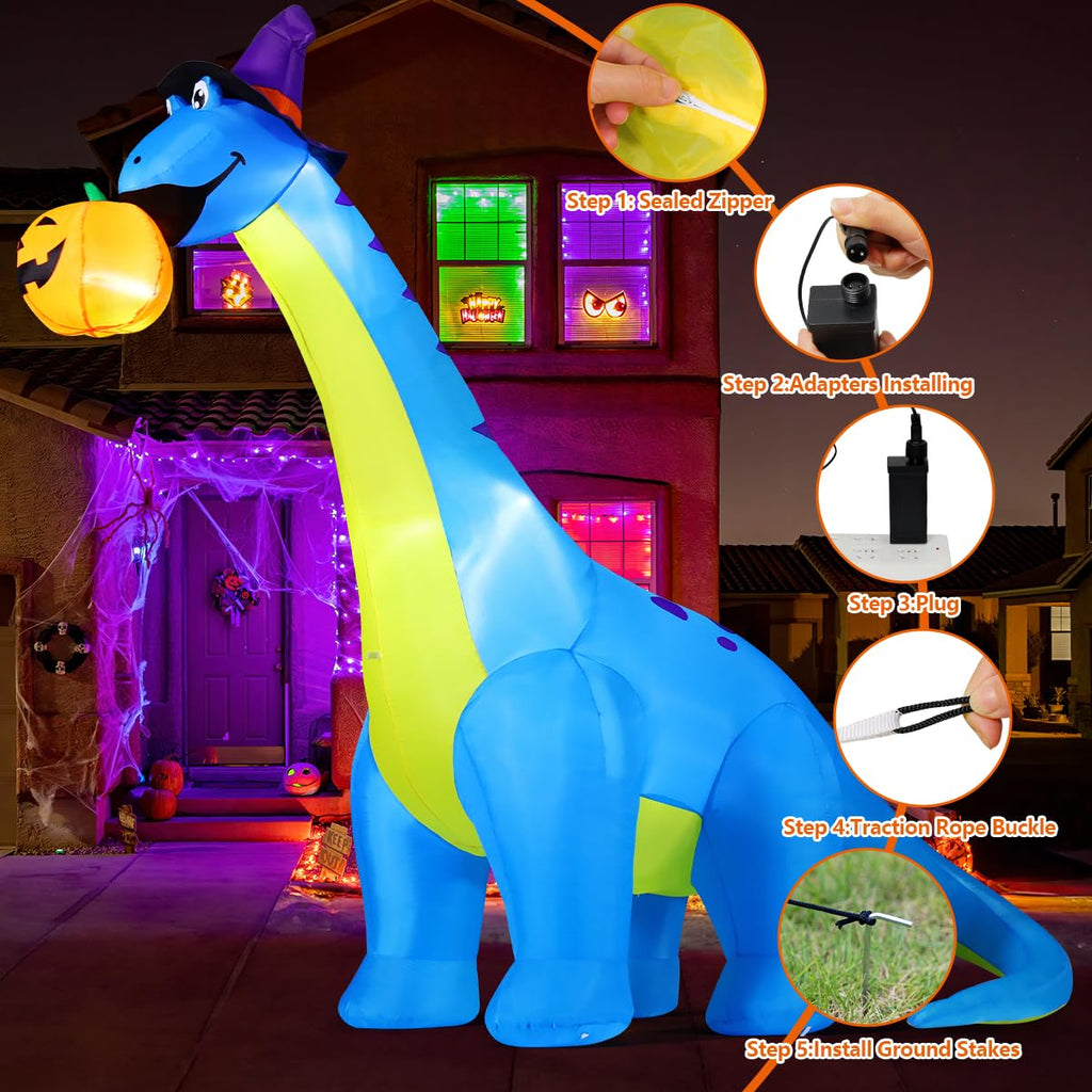 10 FT Animated Inflatable Dinosaur Pumpkin E621