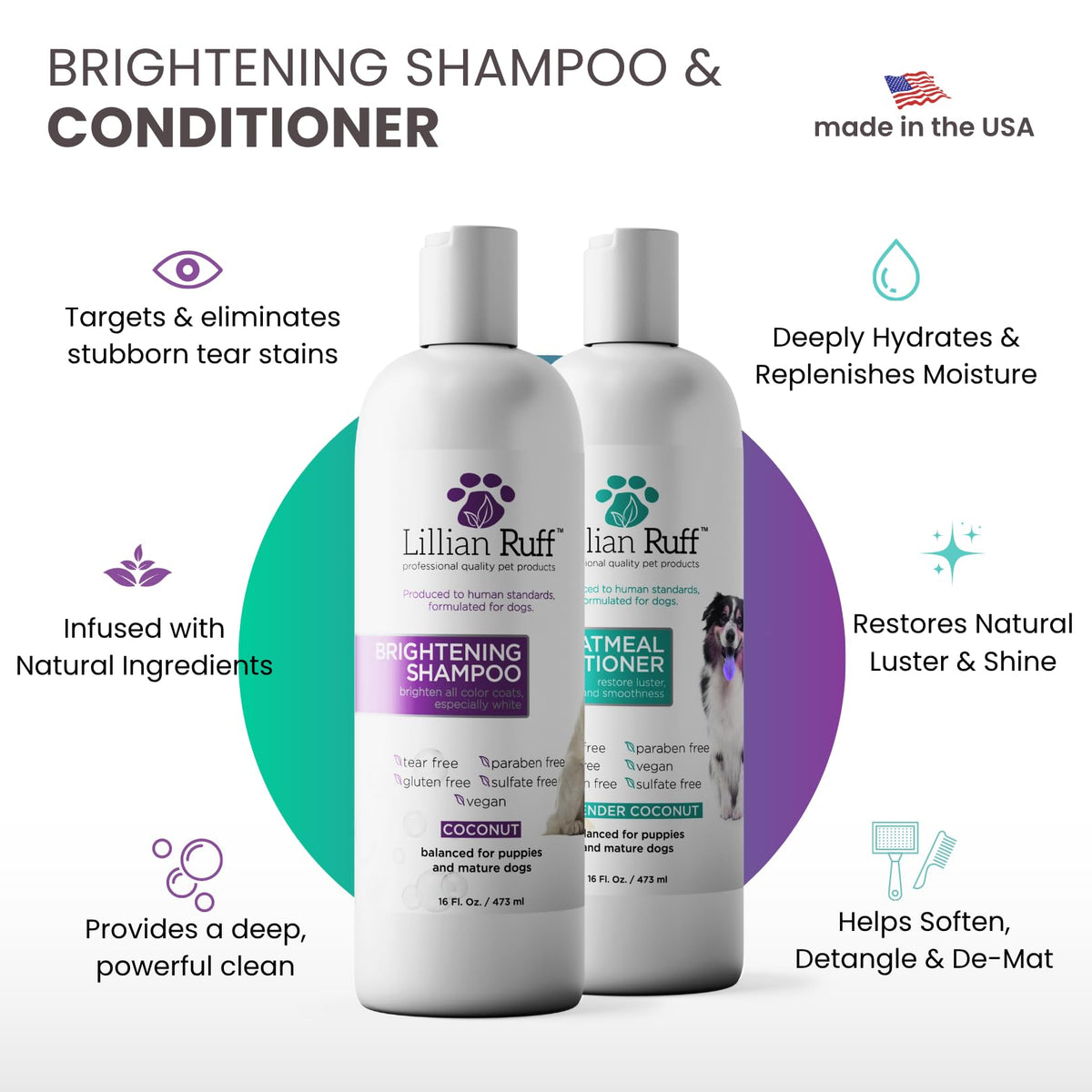 Brightening Shampoo & Oatmeal Conditioner Set for Dogs J202