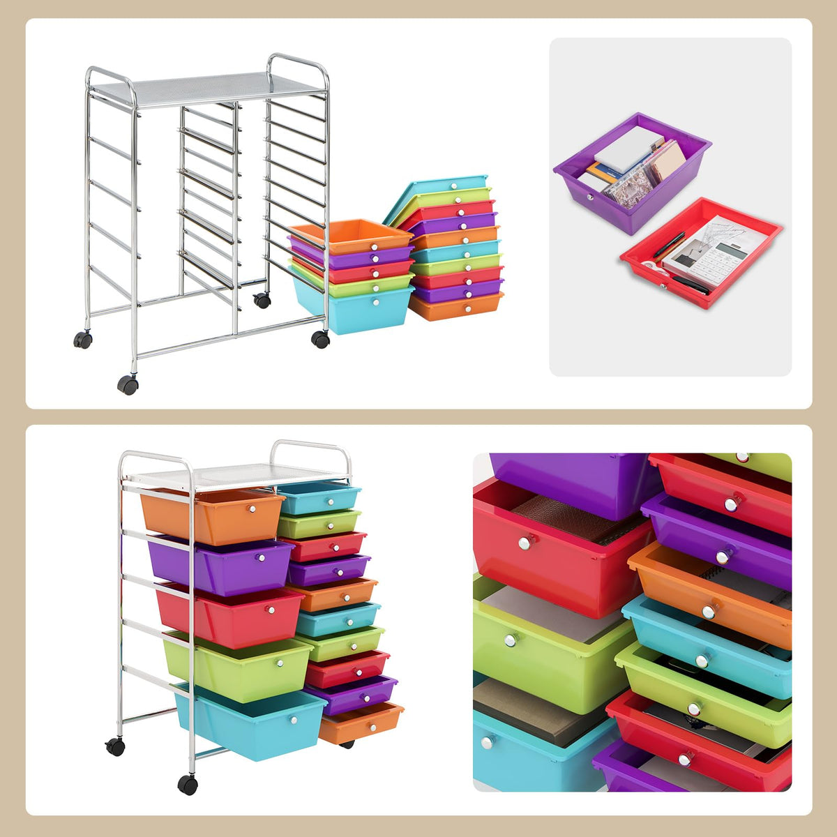 15 Drawer Rolling Storage Cart K337