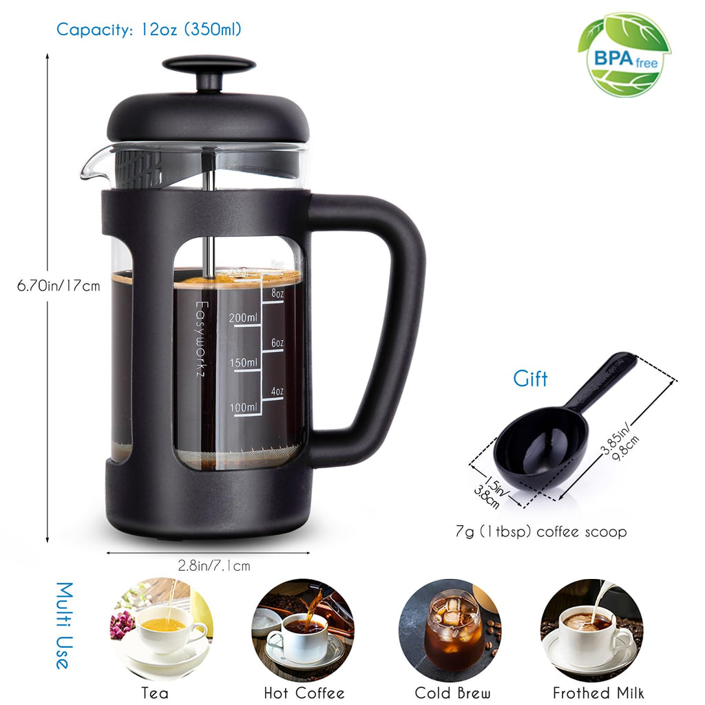 12 oz Borosilicate Glass French Press K652