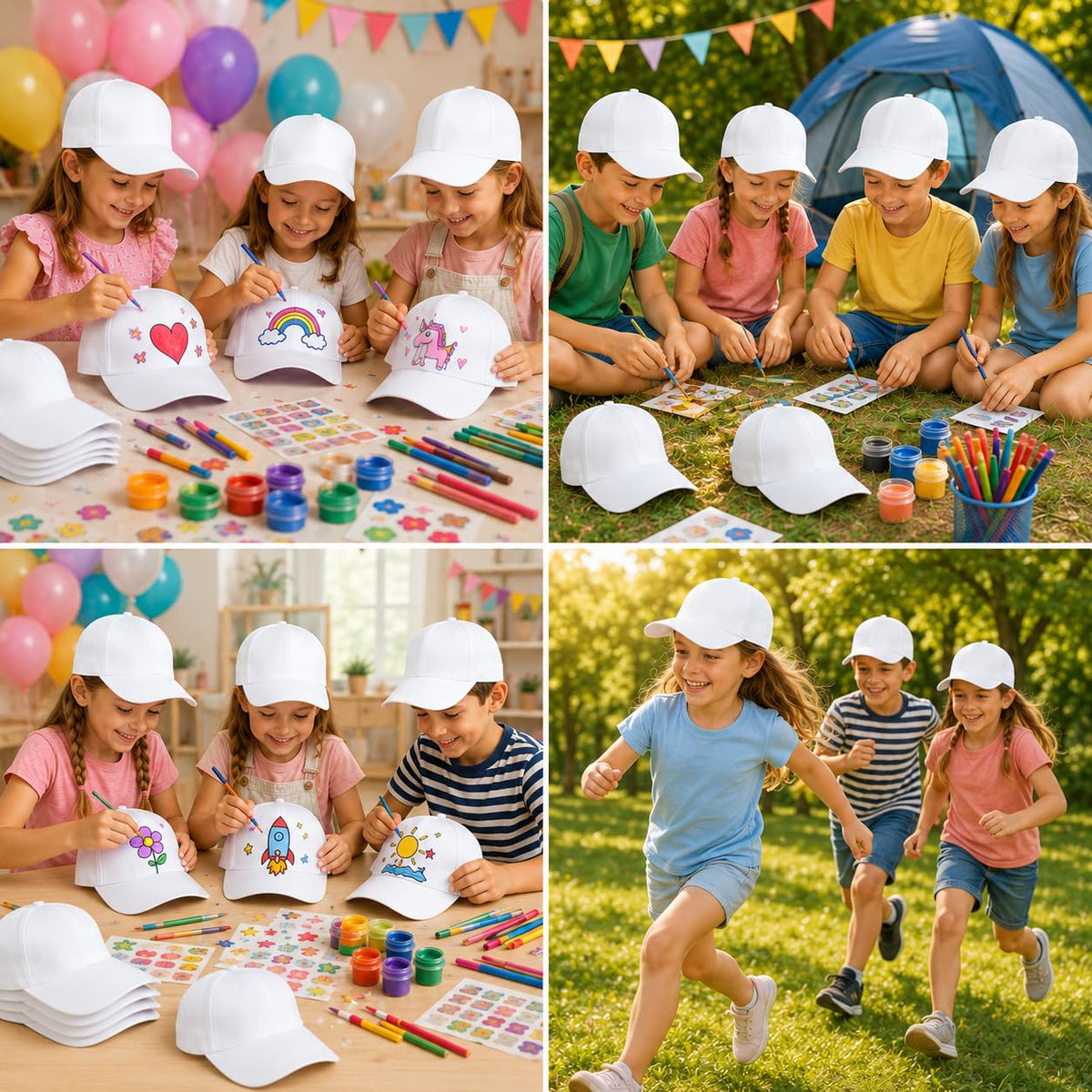 30 Pcs DIY Kids Baseball Caps Hats Q959