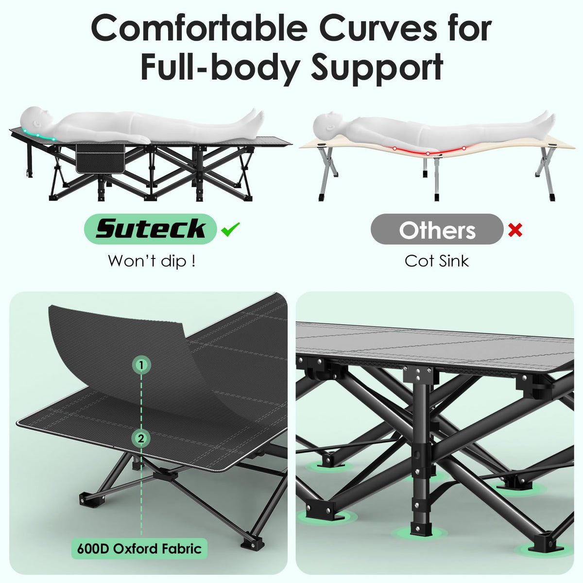 Folding Camp Cot with Cushion X80413
