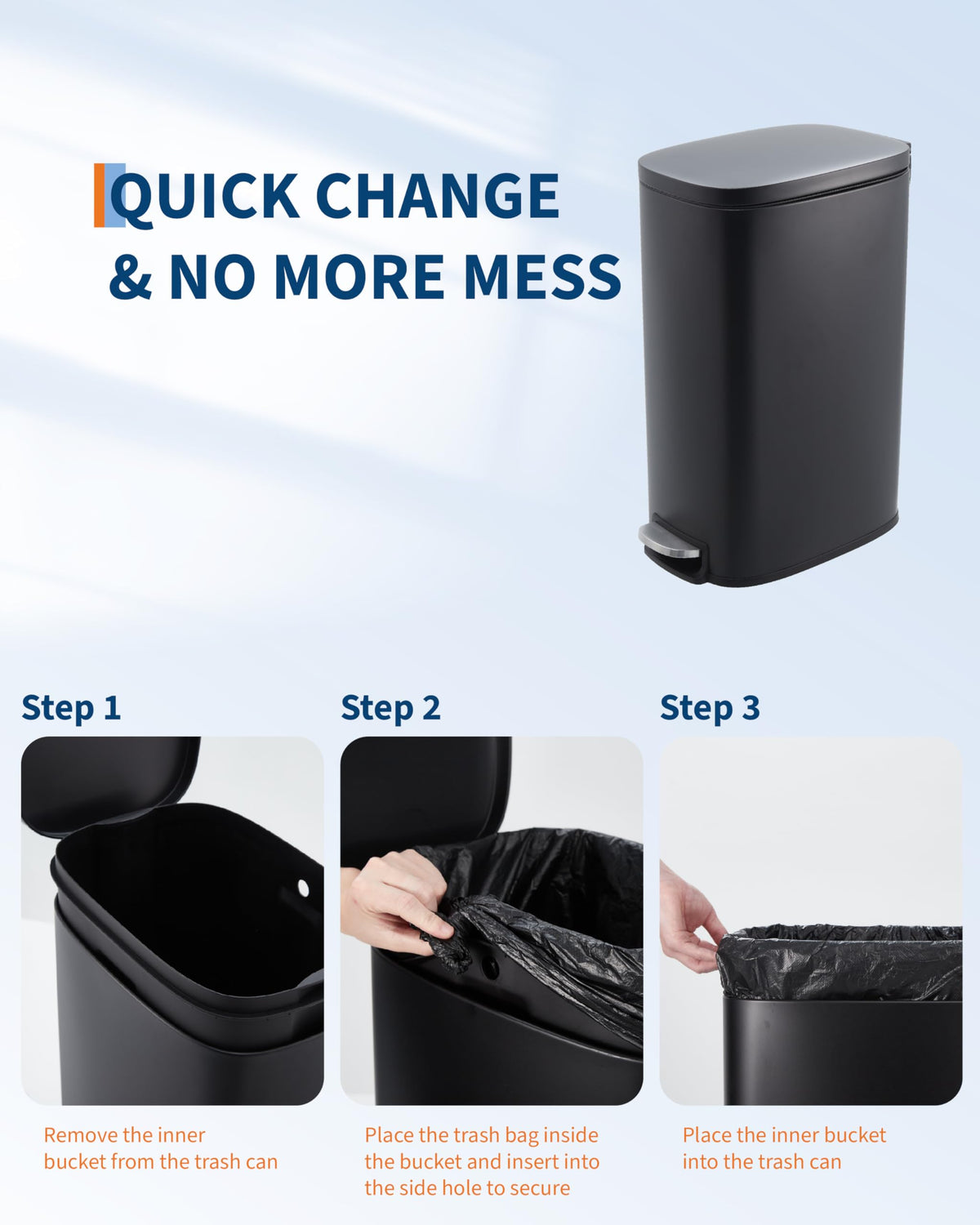 13.2 gal Slim Step Trash Can Z665413