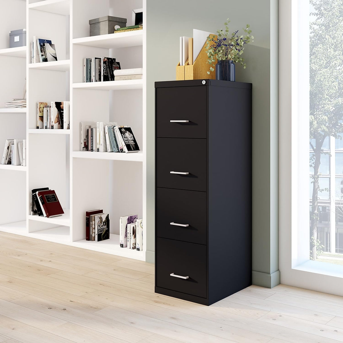 Black 4-Drawer Lockable File Cabinet V64055