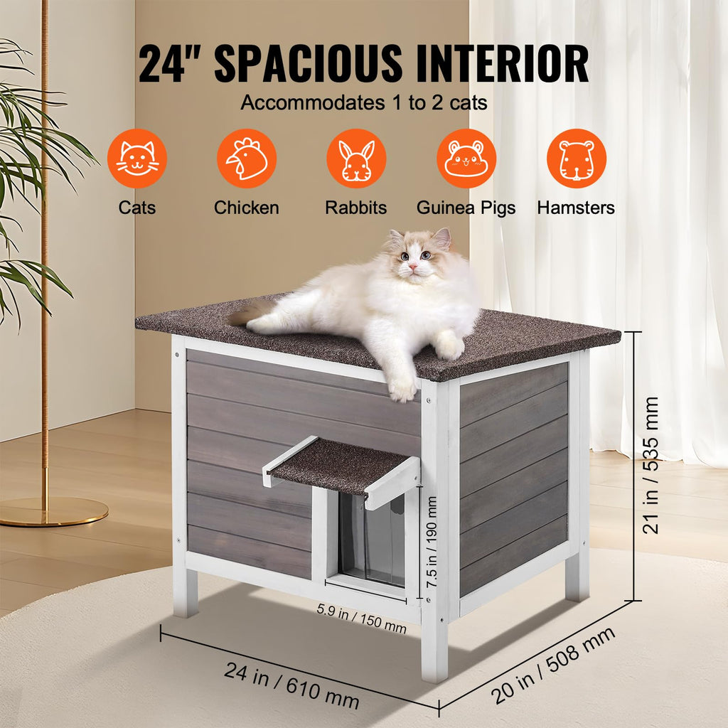 Weatherproof Wooden Outdoor Cat House B573210