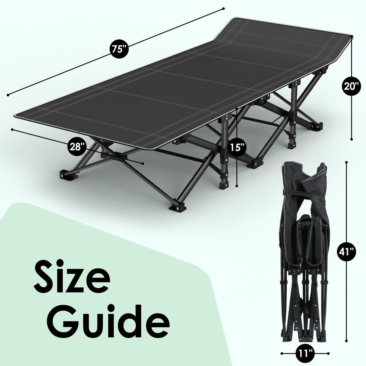 Folding Camp Cot with Cushion X80413