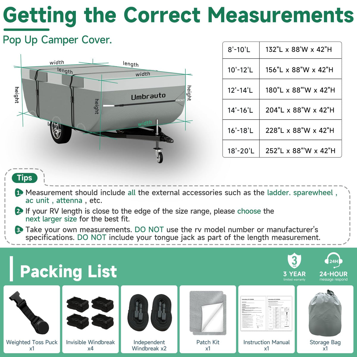14-16ft Waterproof Breathable Ripstop Pop Up Camper Cover X131