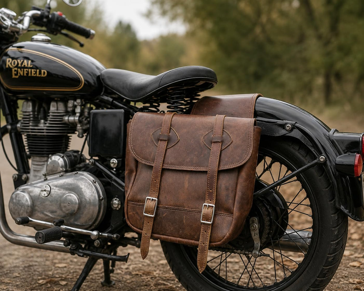 Leather Saddle Bag with Adjustable Strap 11X11X3.5 Inch F39352
