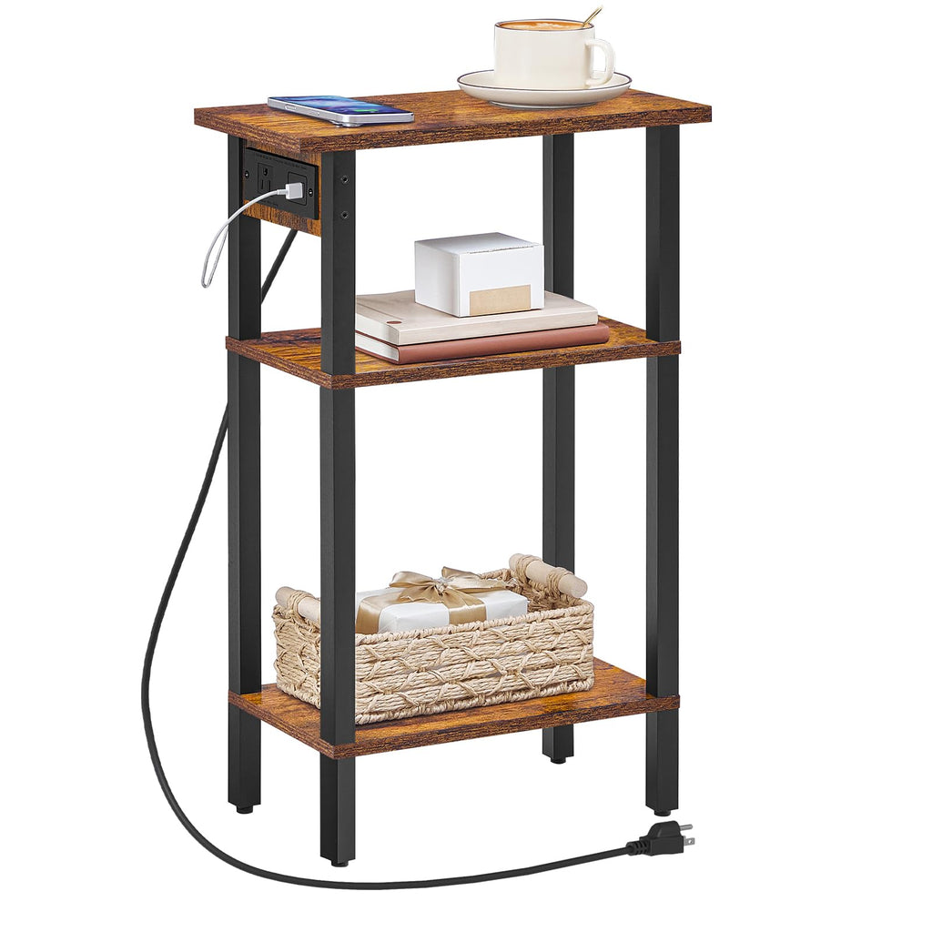 Narrow 3-Tier Side Table with Charging Station Y8924