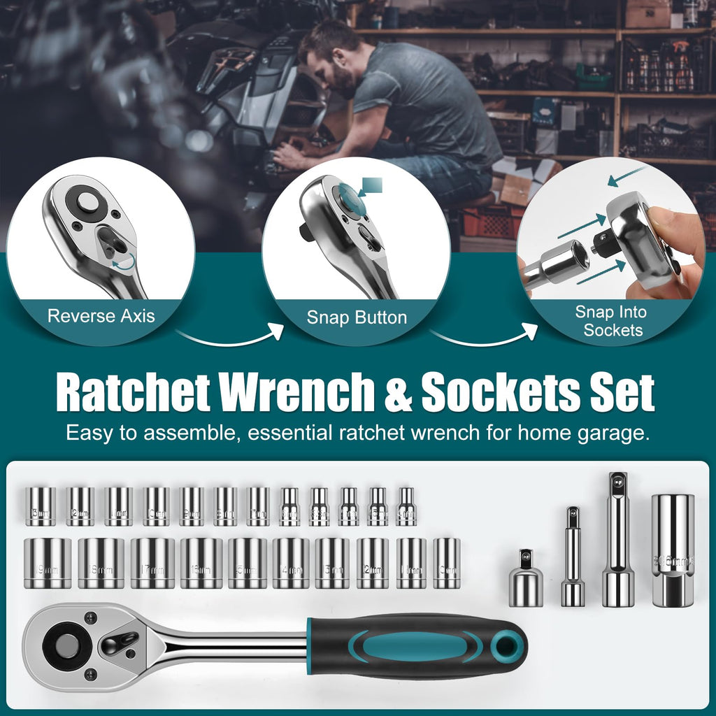 257 Pcs Portable Hand Tool Kit Set with Case G697