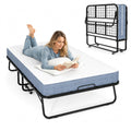 Folding Bed with 5" Foam Mattress Queen Size Metal Frame Y44022