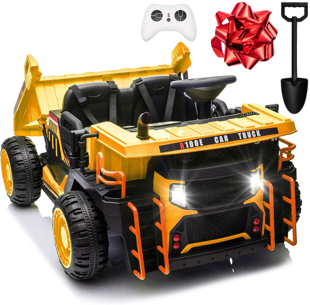 24V 2 Seater Ride on Dump Truck with 400W Motors, Yellow L4737