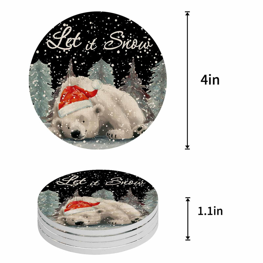 Set of 4 Absorbent Ceramic Stone Coasters with Holder I870821