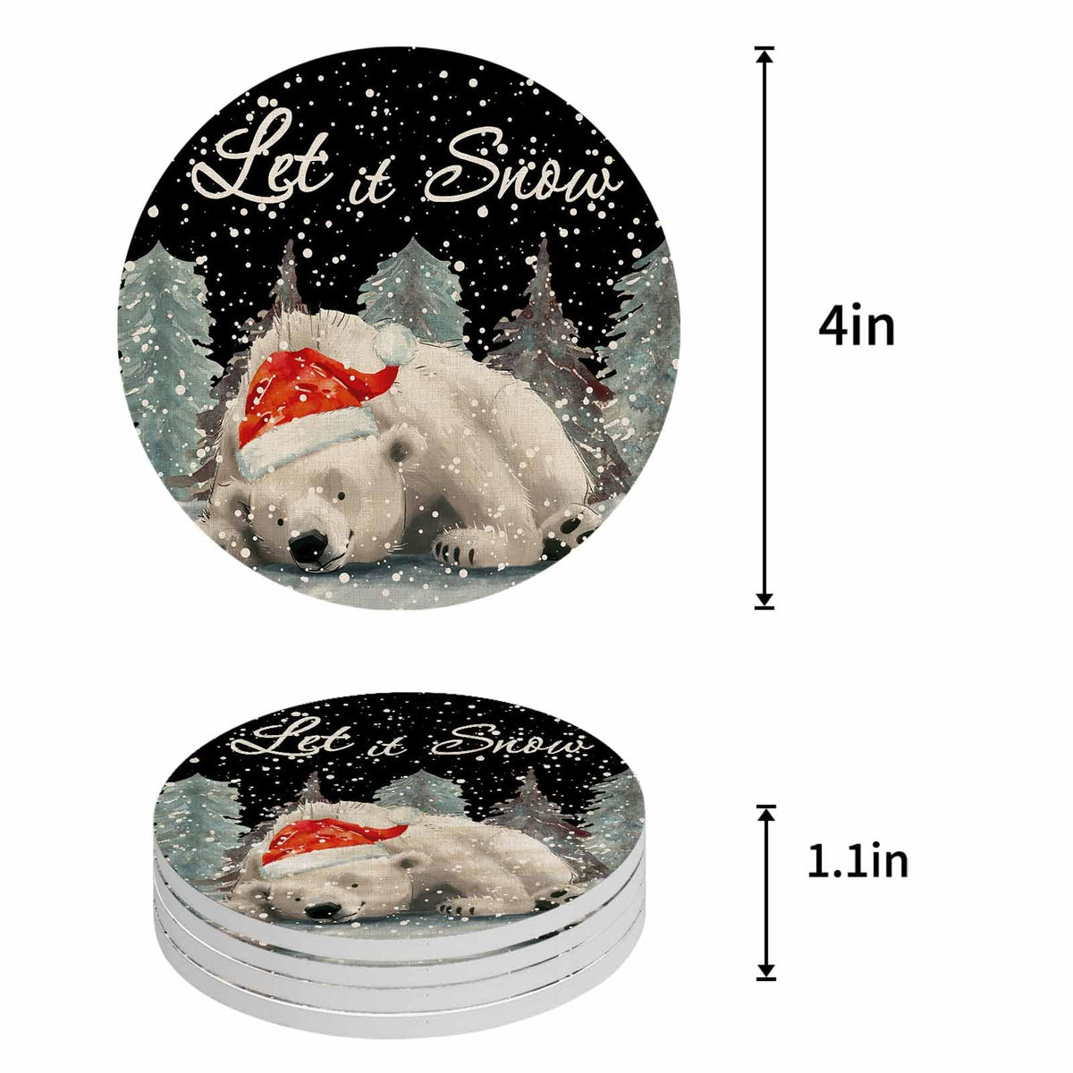 Set of 4 Absorbent Ceramic Stone Coasters with Holder I870821