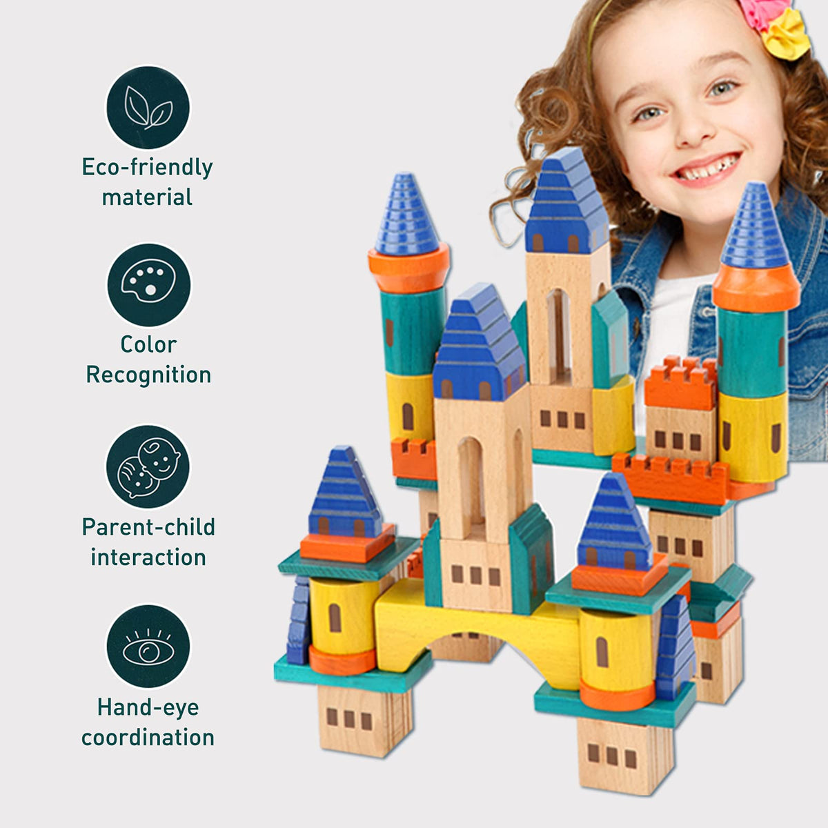 69 Pcs Wooden Building Blocks Set M757