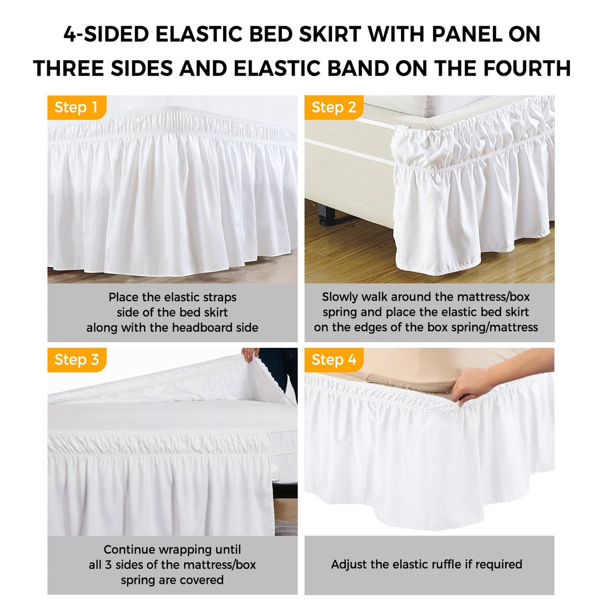 Brown Cherry Blossoms Ruffle Wrap Around Bed Skirt California King 18" Drop C8563