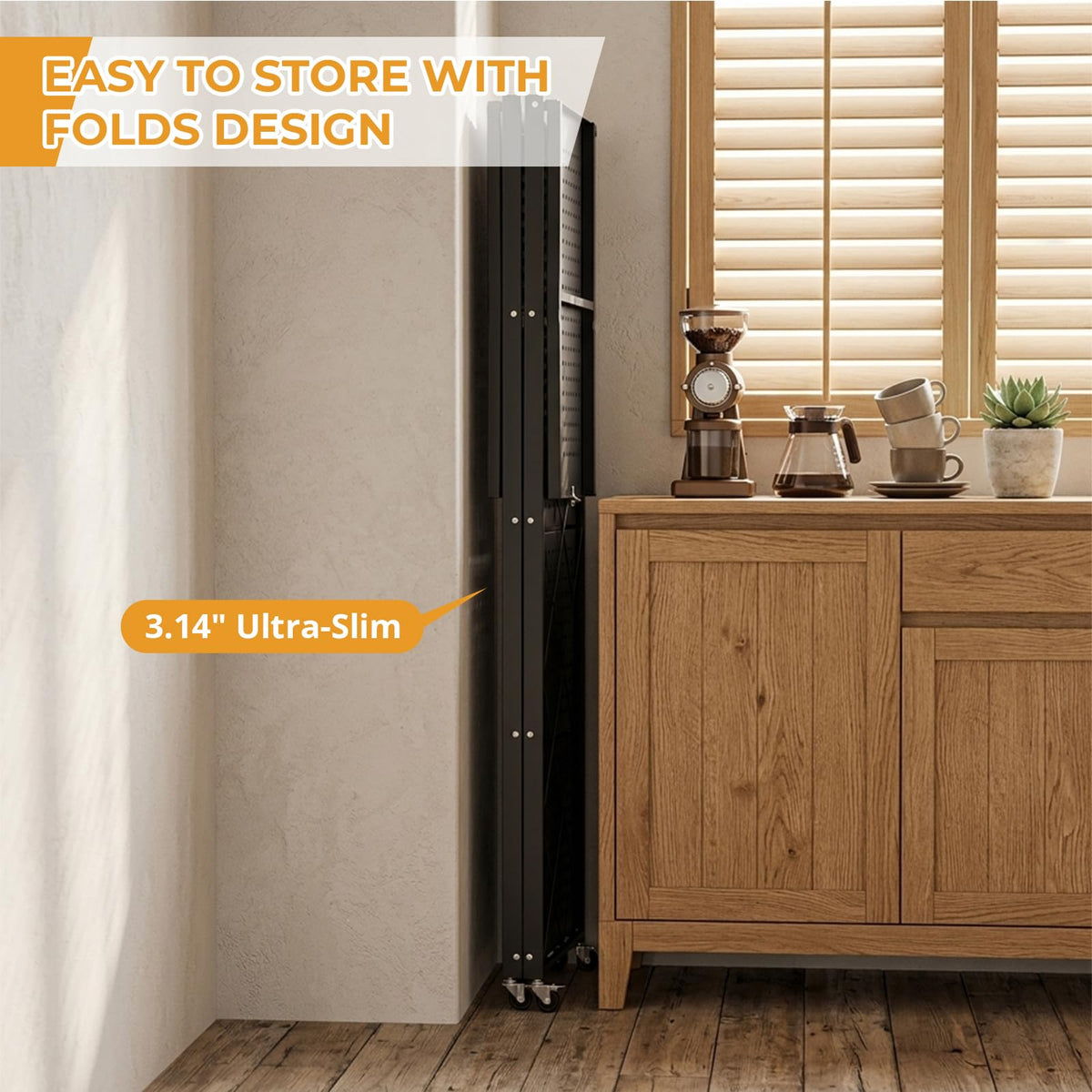 5 Tier Foldable Metal Storage Shelf with Wheels M4656