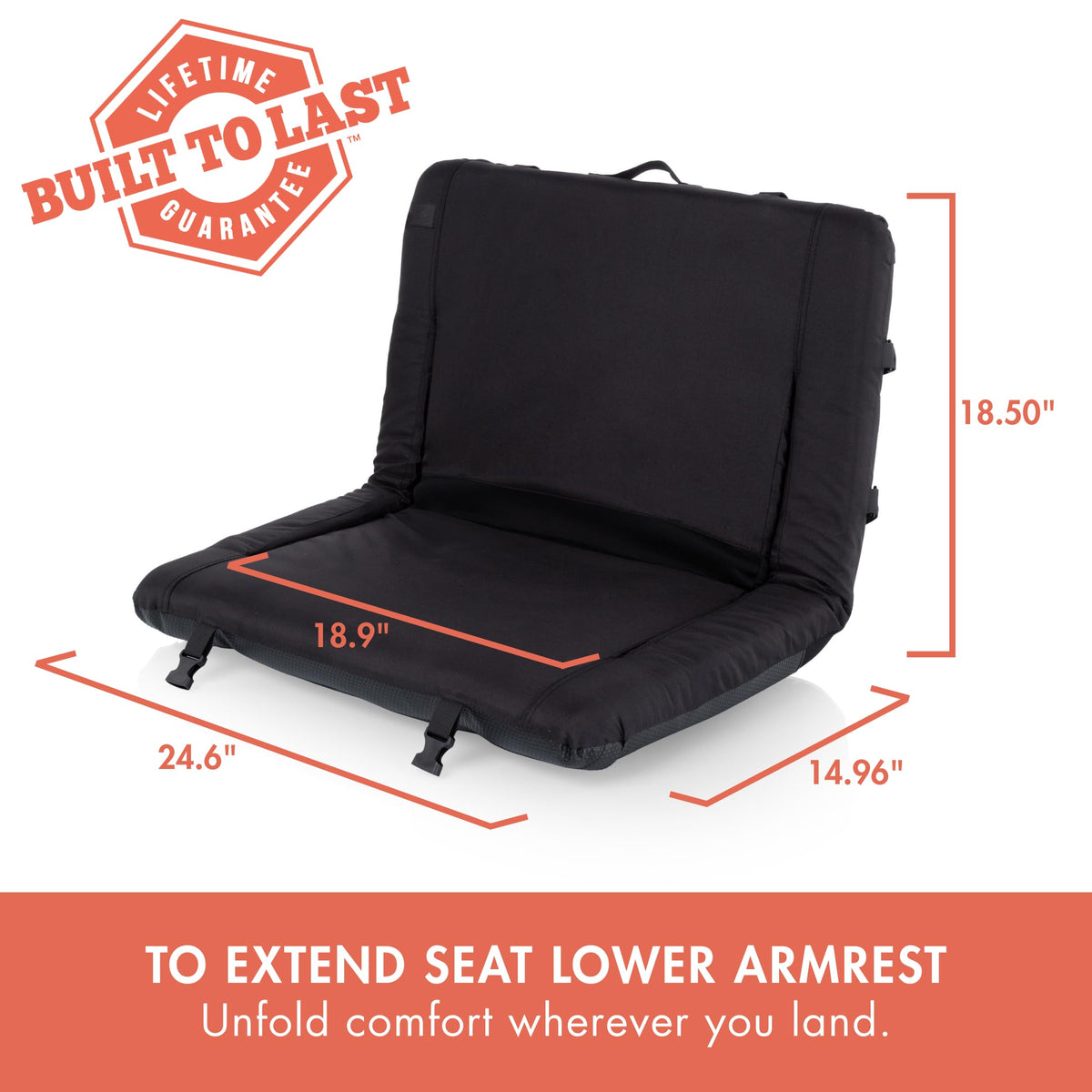 Portable Reclining Stadium Seat with Back Support, Black O32580