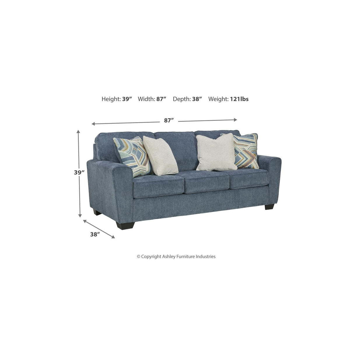 Blue Chenille 3 Seater Couch K781