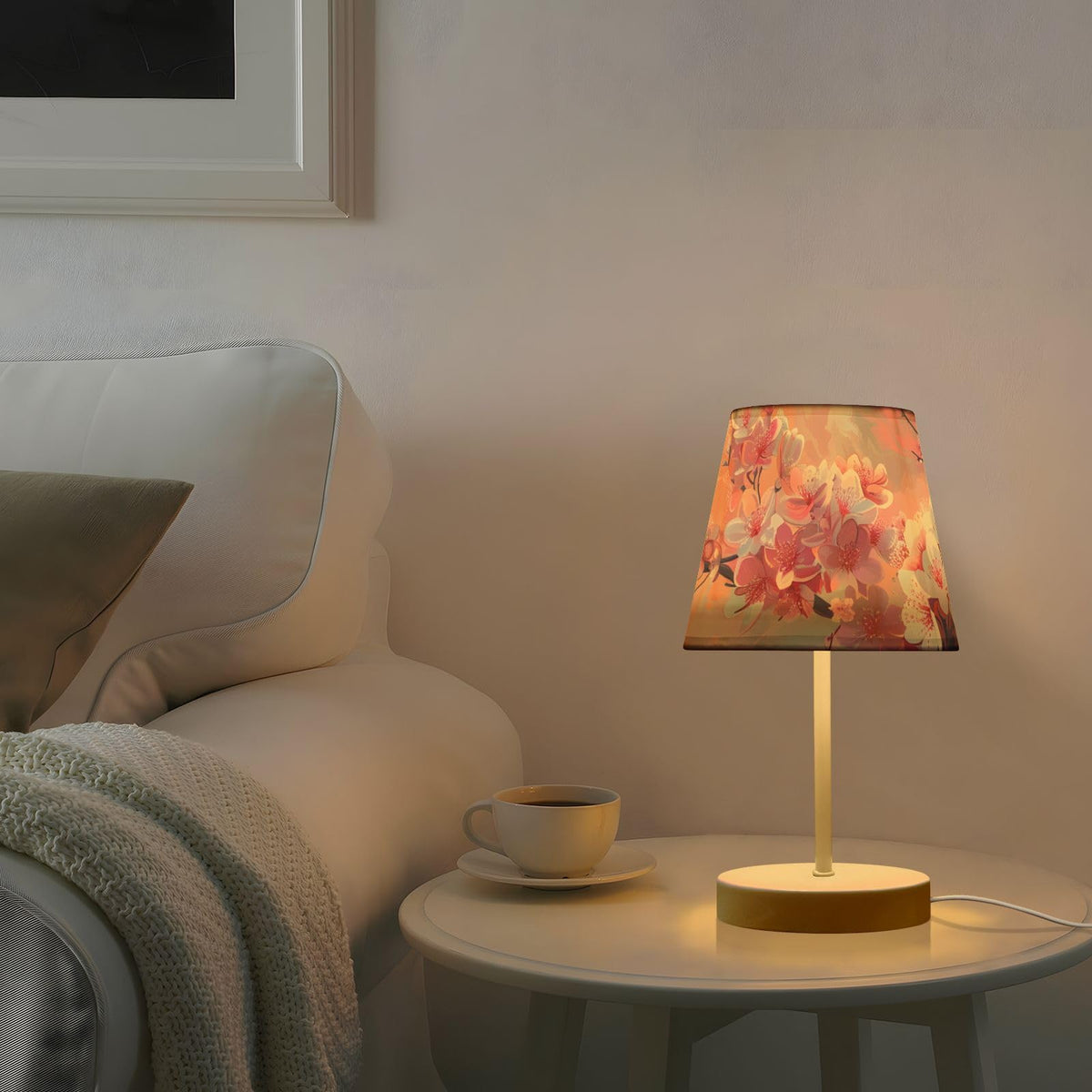 Cherry Blossoms Painting 3-Way Dimmable LED Table Lamp W22981