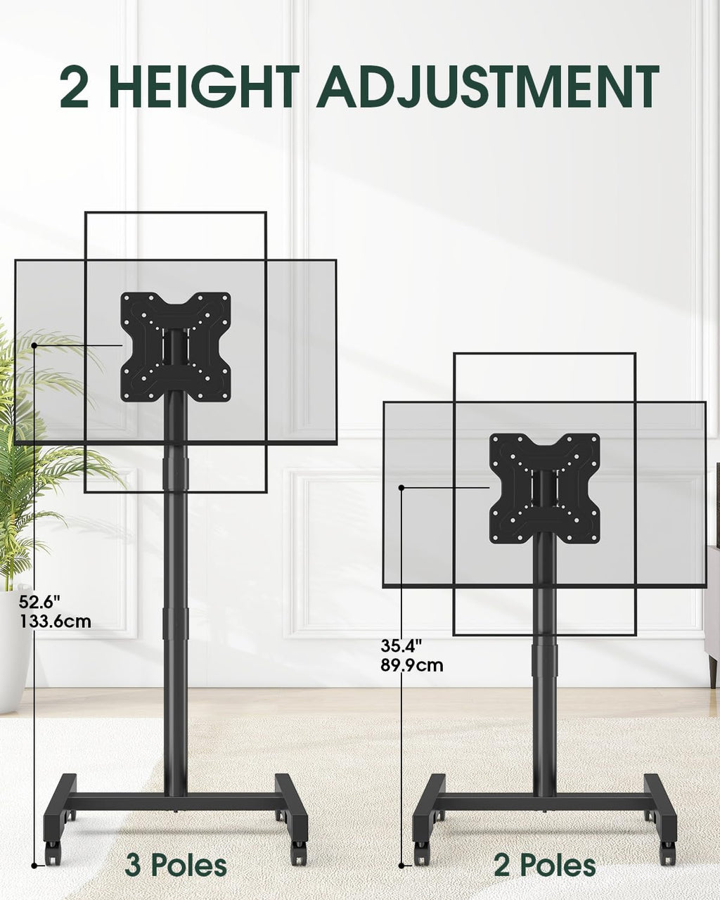 Black Rolling TV Stand for 13-50 inch Screens B27025