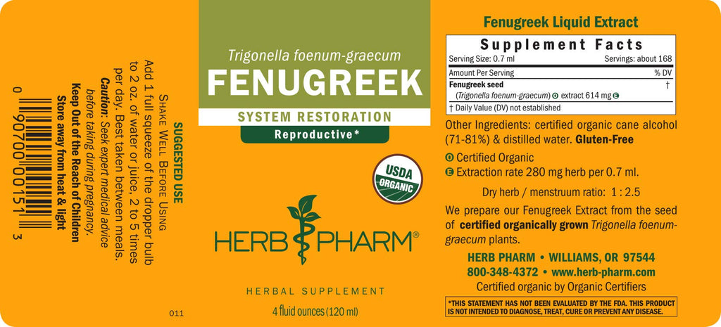 Organic Fenugreek Liquid Extract 4 Ounce Z1834