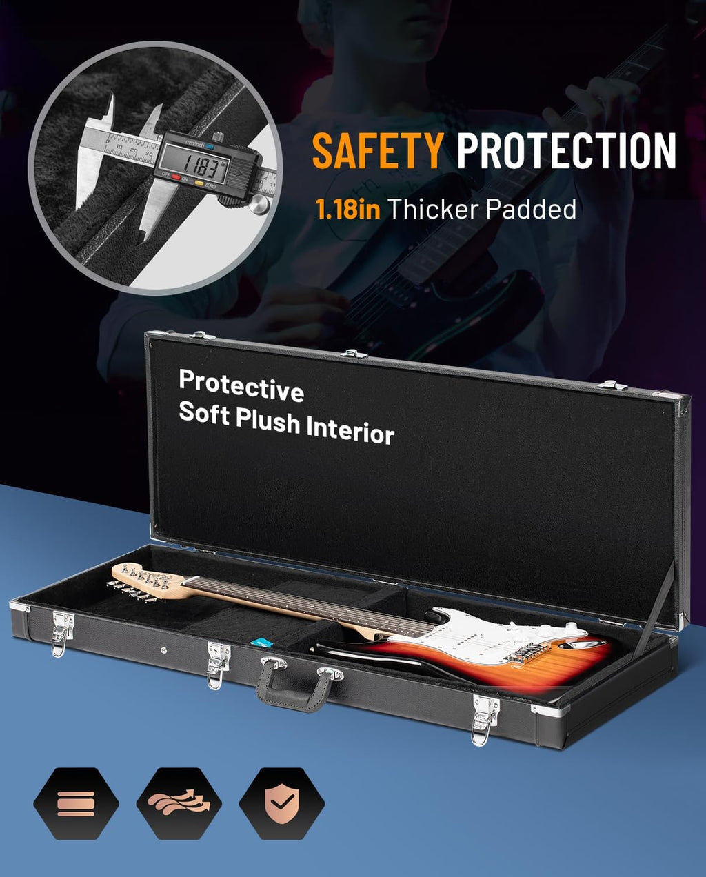 Electric Guitar Case Hard Shell Lockable F7257