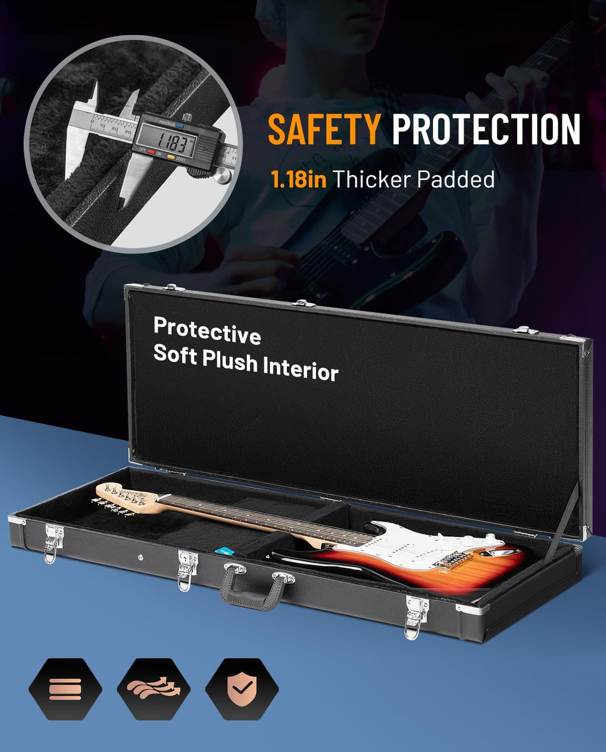 Electric Guitar Case Hard Shell Lockable F7257