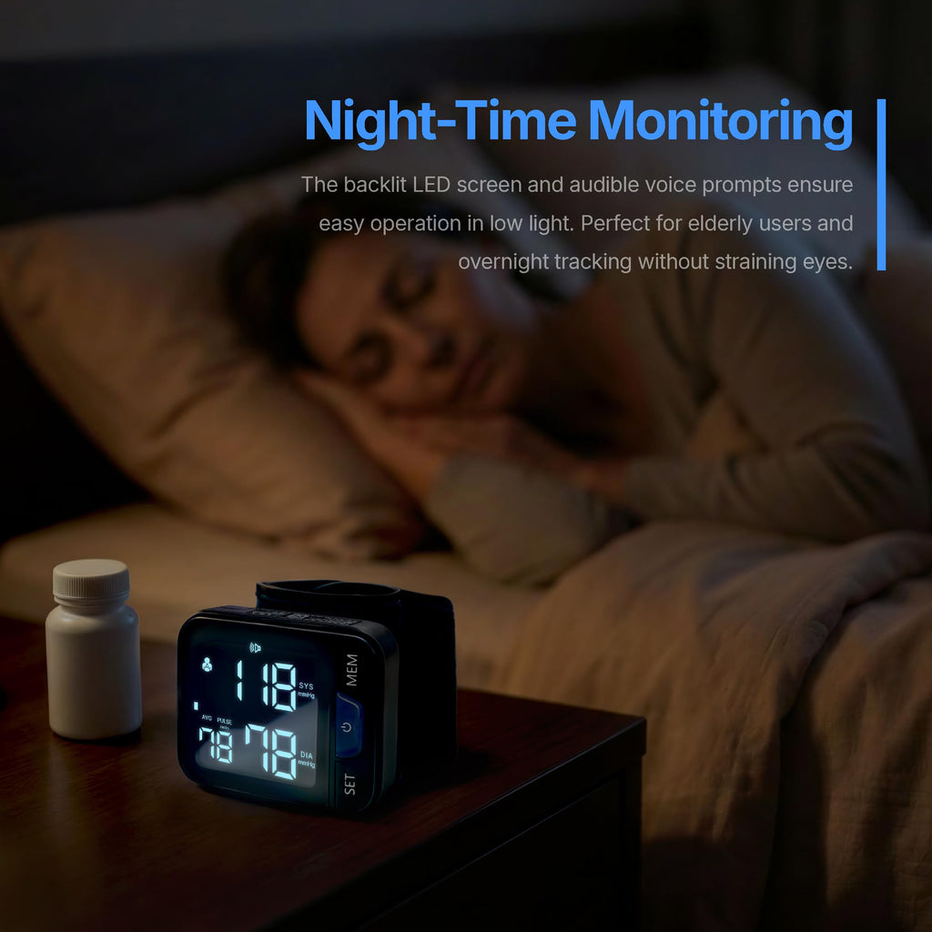 Wrist Blood Pressure Monitor with Voice Broadcast, 240 Memory for 2 Users F1391