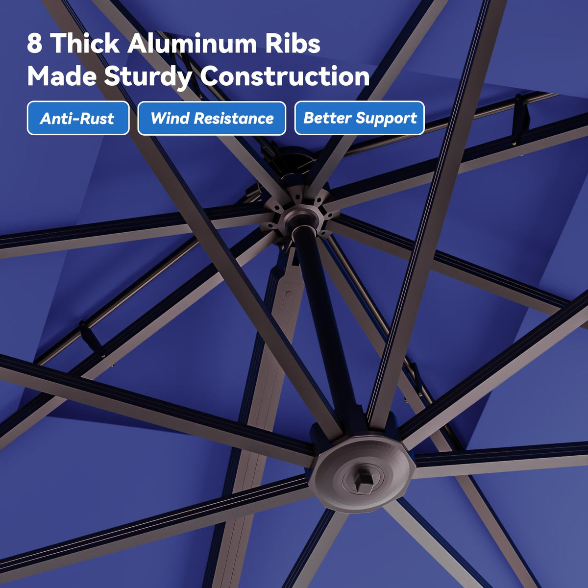 10x13FT Navy Blue Double Top Cantilever Patio Umbrella L214