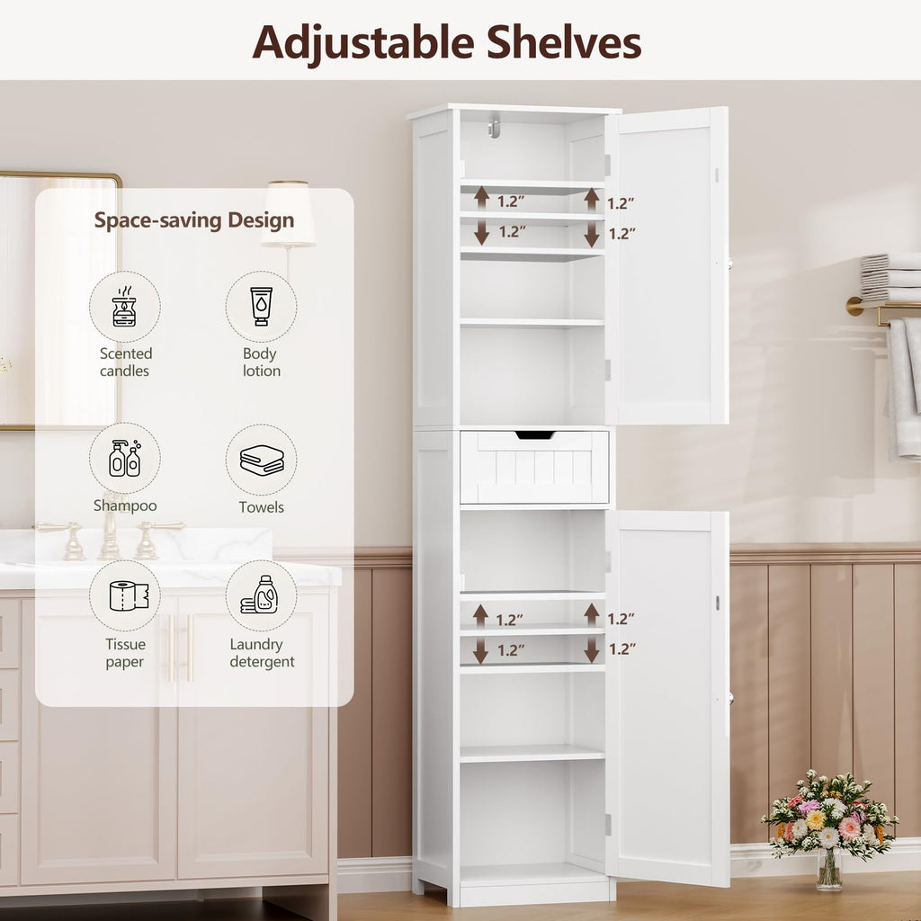 66.9" Tall Bathroom Storage Cabinet with 2 Doors & 1 Drawer W528