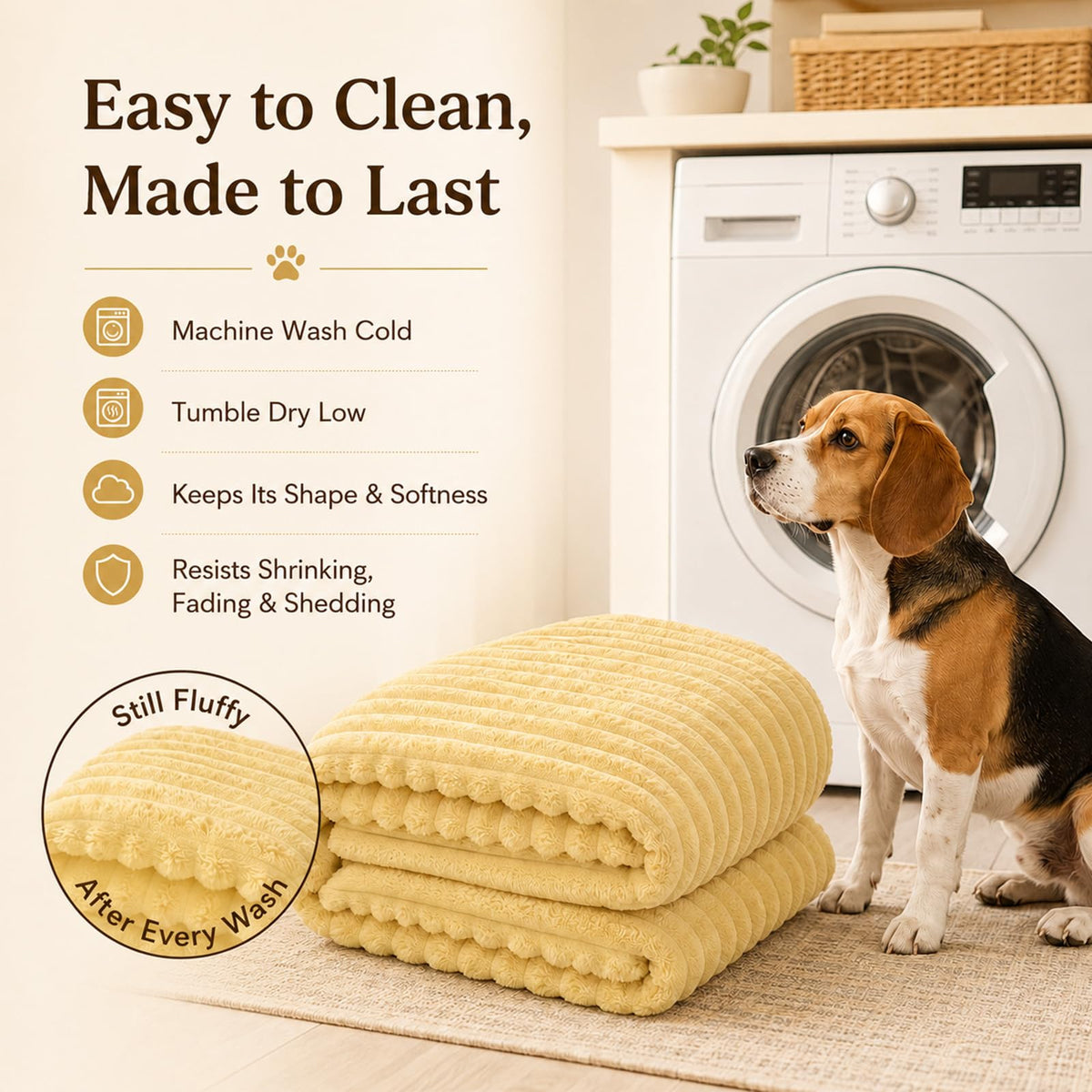 Yellow Rabbit Hair Plush Pet Blanket I828