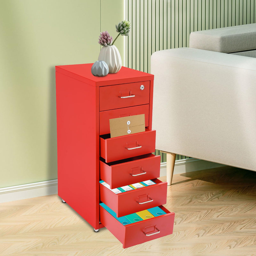 6 Drawer Metal Rolling File Cabinet with Lock M3495