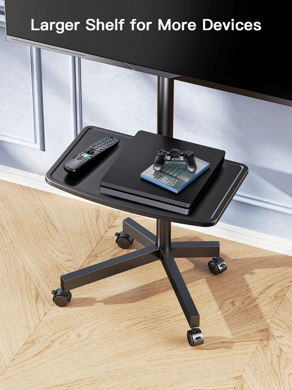 Rolling TV Stand on Wheels for 23-65 Inch TVs, Tilt Mobile TV Cart Holds up to 99 lbs with Adjustable Height Shelf L23689