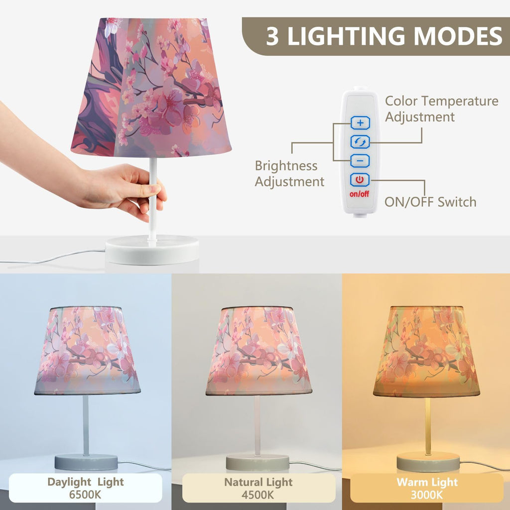 Cherry Blossoms Painting 3-Way Dimmable LED Table Lamp W22981