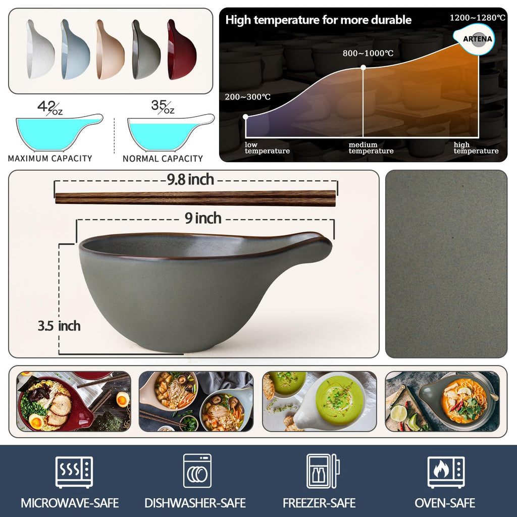 42oz Ceramic Ramen Bowl Set of 4 I569029