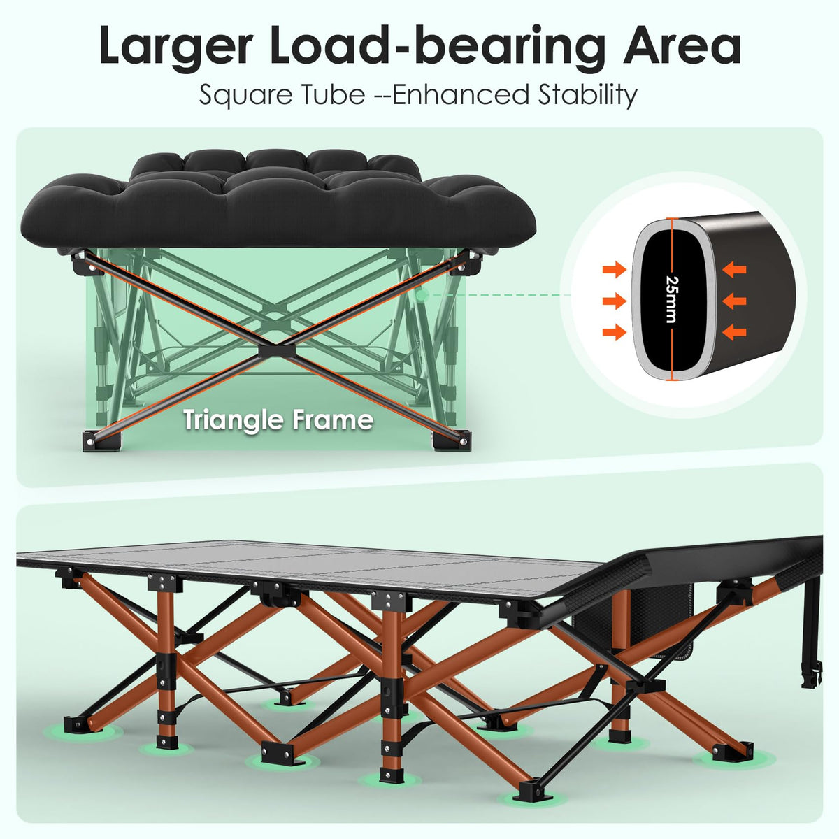 Folding Camp Cot with Cushion X80413