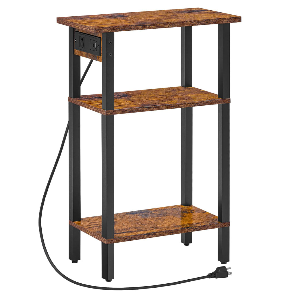 Narrow 3-Tier Side Table with Charging Station Y8924