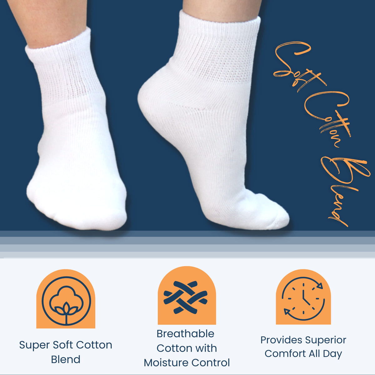 Women's Diabetic Ankle Socks, 6 Pairs, Non-Binding E51743