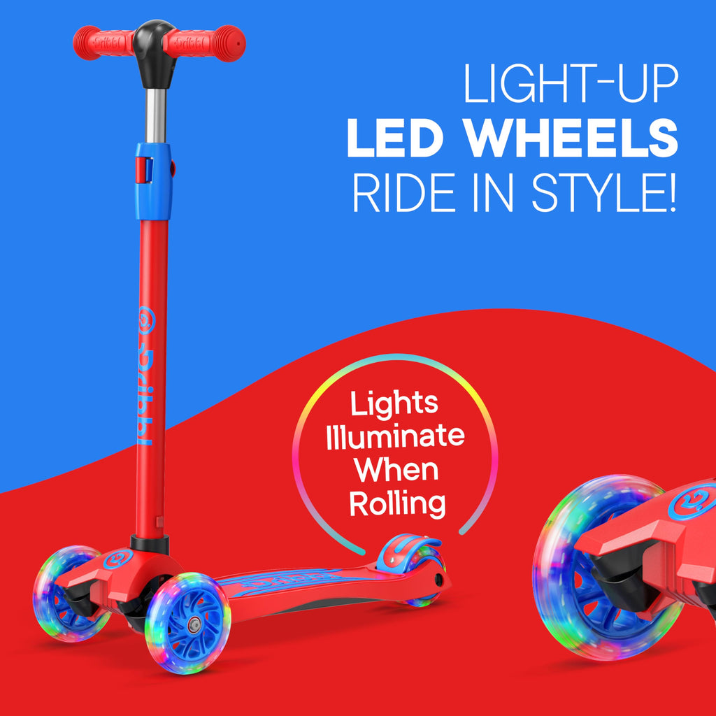 3-Wheel Kids Scooter Adjustable Height Anti-Slip Deck Red and Blue Q2301