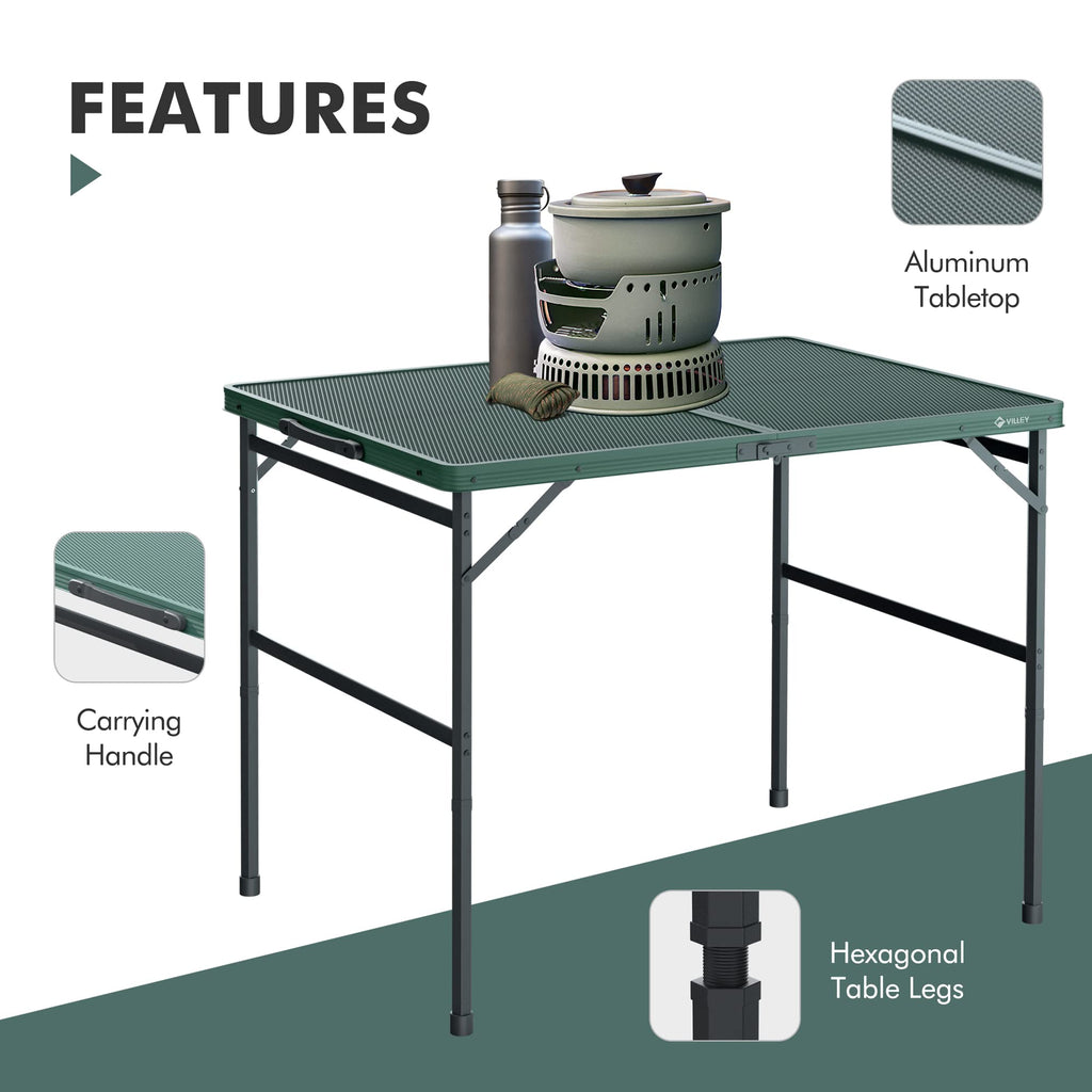 3ft Folding Aluminum Camping Table with Adjustable Legs F94239