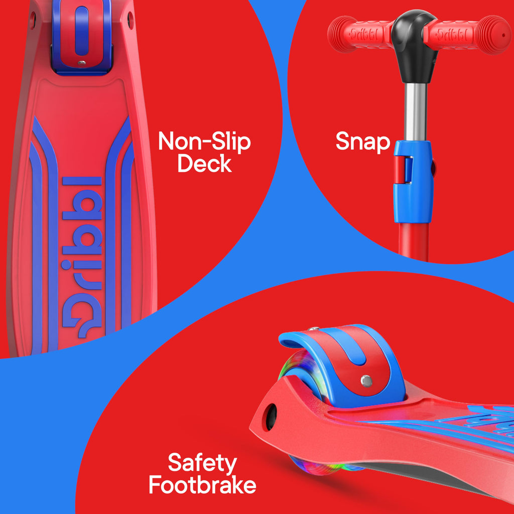 3-Wheel Kids Scooter Adjustable Height Anti-Slip Deck Red and Blue Q2301