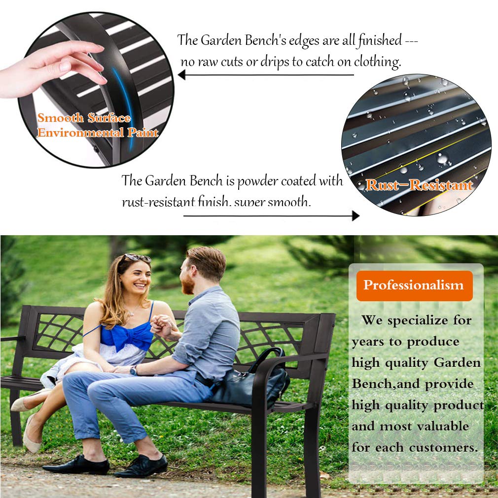 Black Metal Outdoor Bench with Armrests E253029