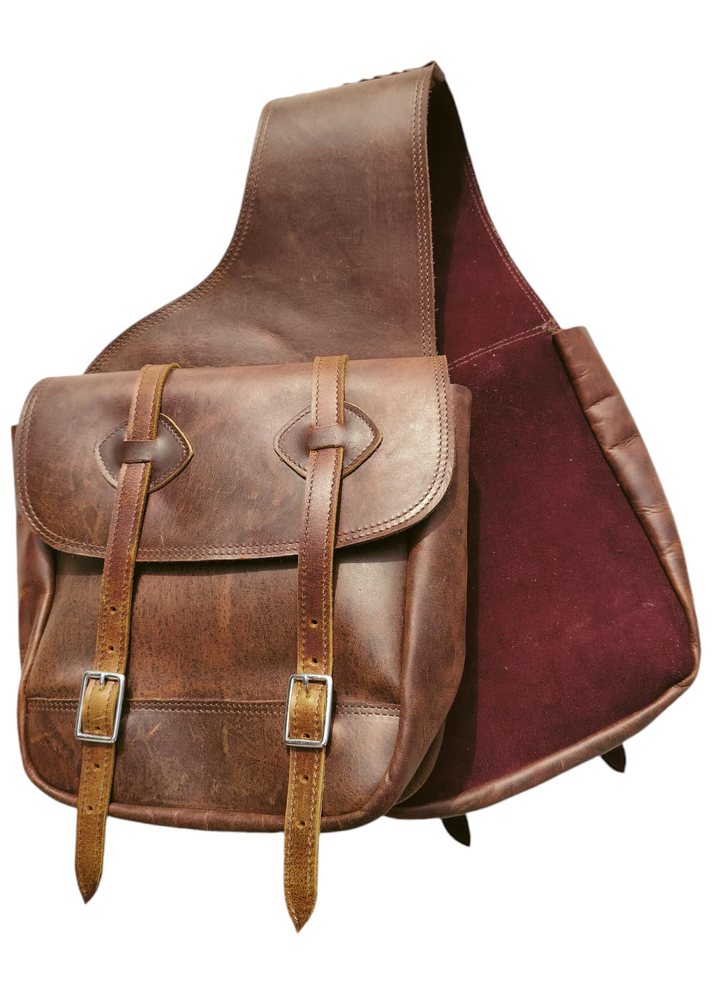 Leather Saddle Bag with Adjustable Strap 11X11X3.5 Inch F39352