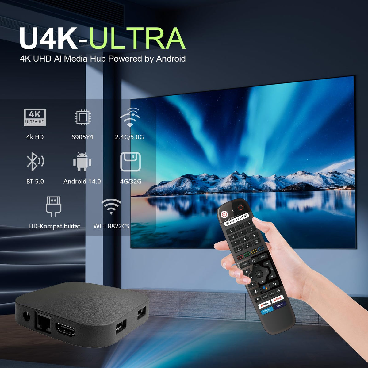 Android TV Box 4K UHD Streaming Device H3676