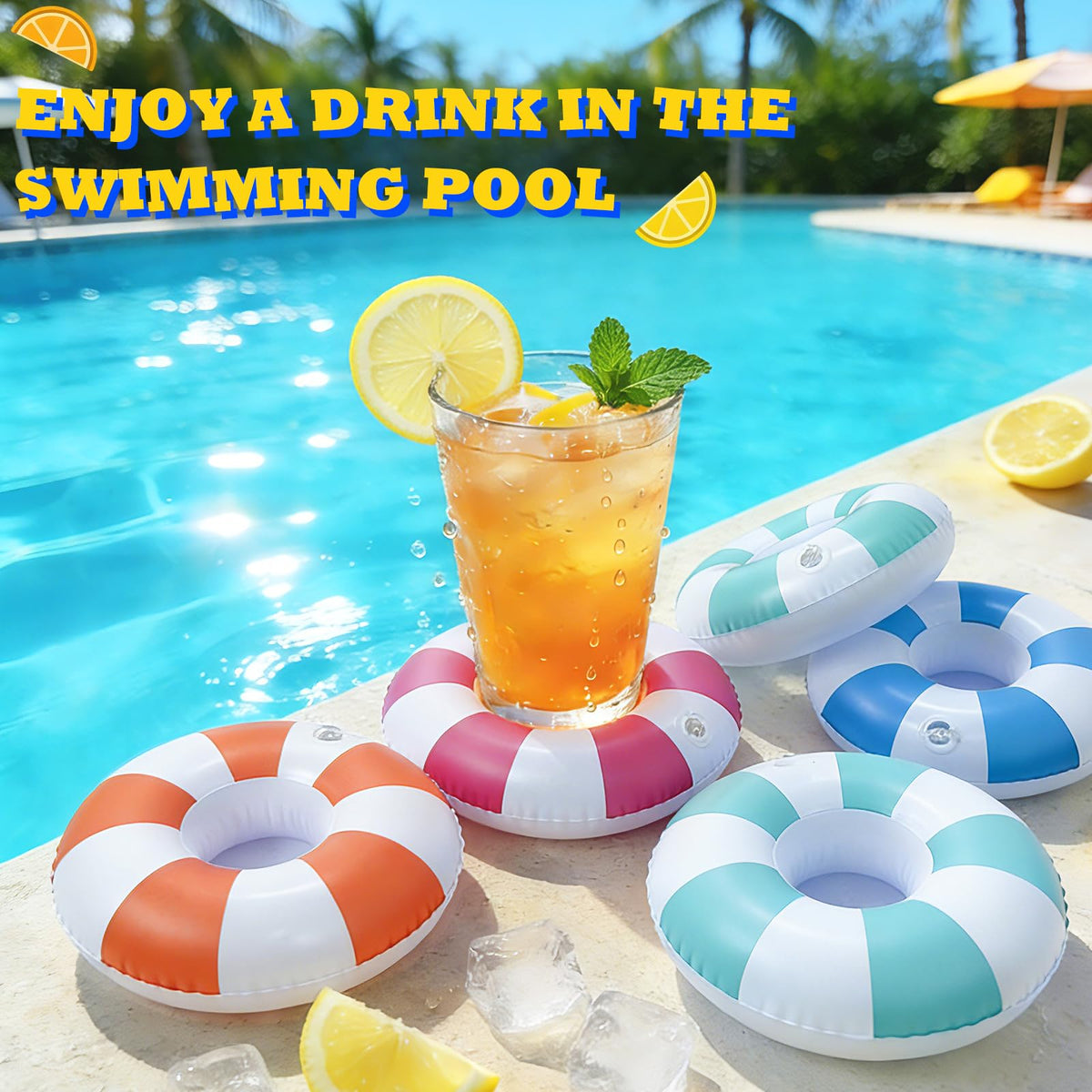 Stripe 4 Pack Inflatable Drink Holder K4108